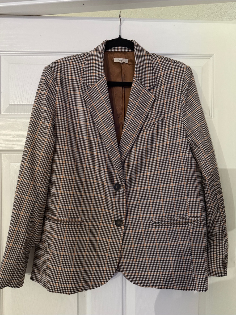 easel Checked Tailored Blazer in Brown and Black